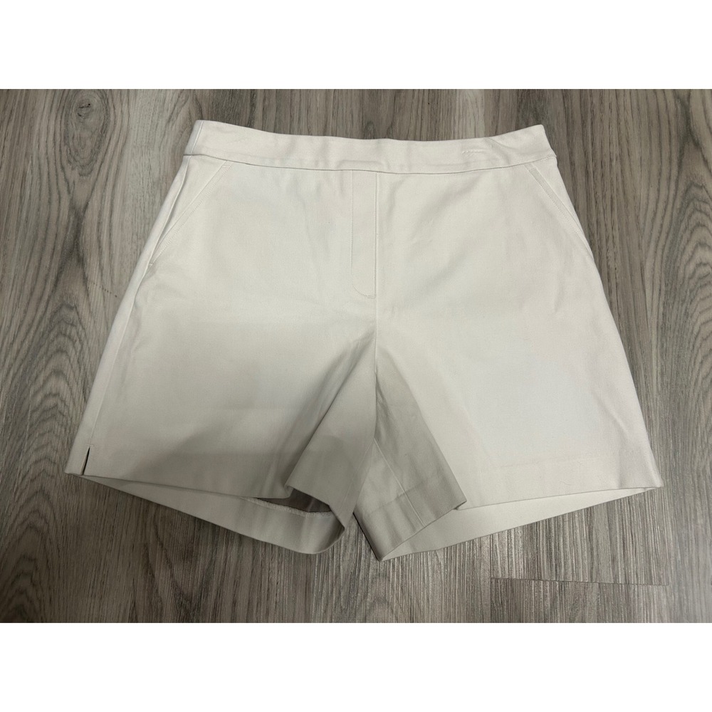 Spanx Womens Stretch Twill 6 Inch Shorts Cotton Blend Large L Classic White